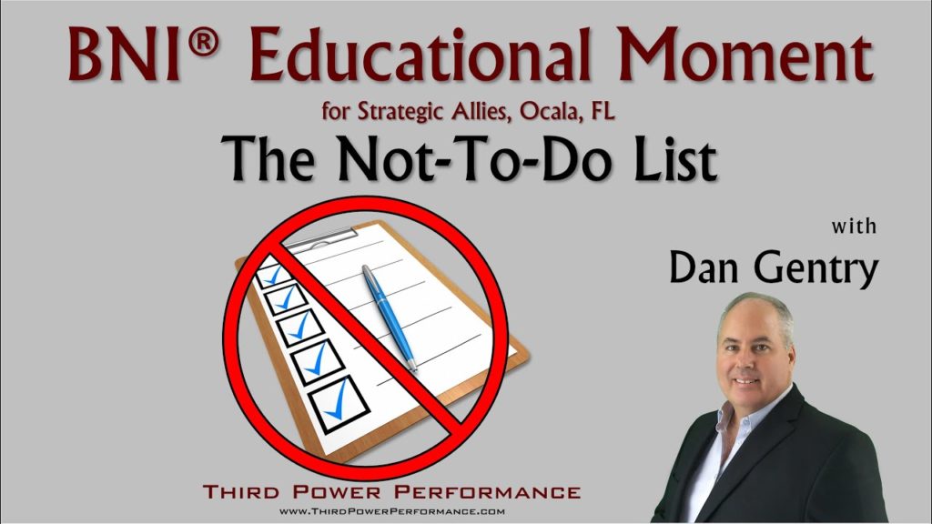 BNI Educational Moment - The Not-To-Do List